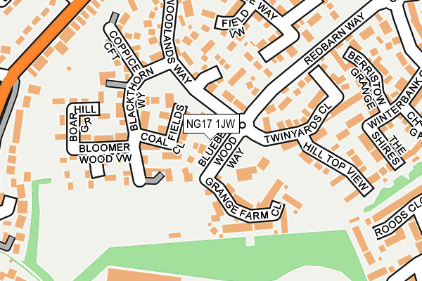 NG17 1JW map - OS OpenMap – Local (Ordnance Survey)