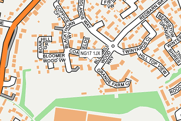 NG17 1JX map - OS OpenMap – Local (Ordnance Survey)