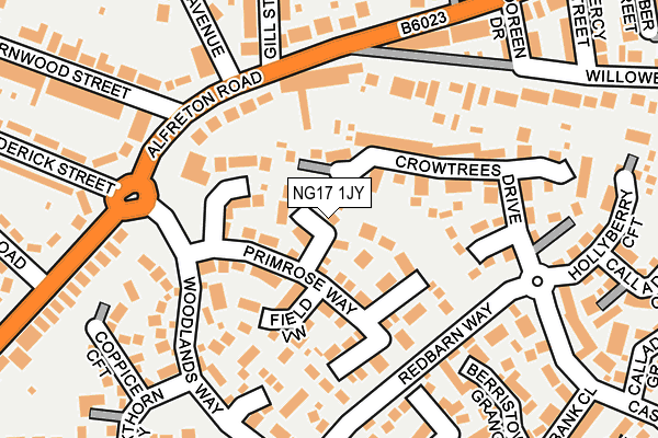 NG17 1JY map - OS OpenMap – Local (Ordnance Survey)