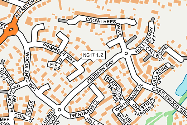 NG17 1JZ map - OS OpenMap – Local (Ordnance Survey)