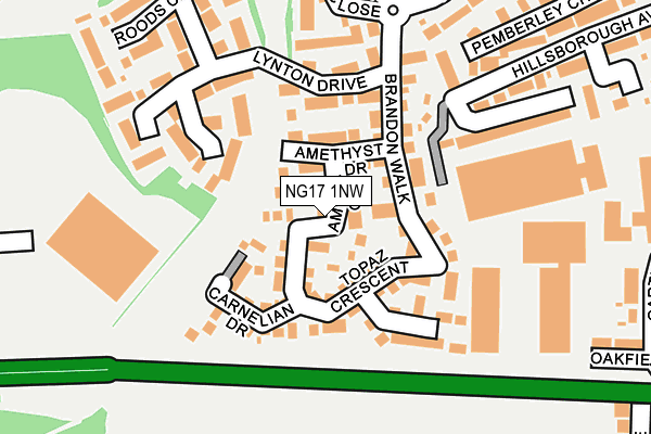 NG17 1NW map - OS OpenMap – Local (Ordnance Survey)