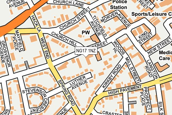 NG17 1NZ map - OS OpenMap – Local (Ordnance Survey)