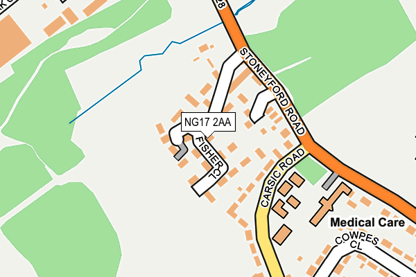 NG17 2AA map - OS OpenMap – Local (Ordnance Survey)