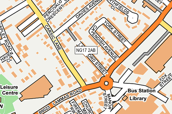 NG17 2AB map - OS OpenMap – Local (Ordnance Survey)