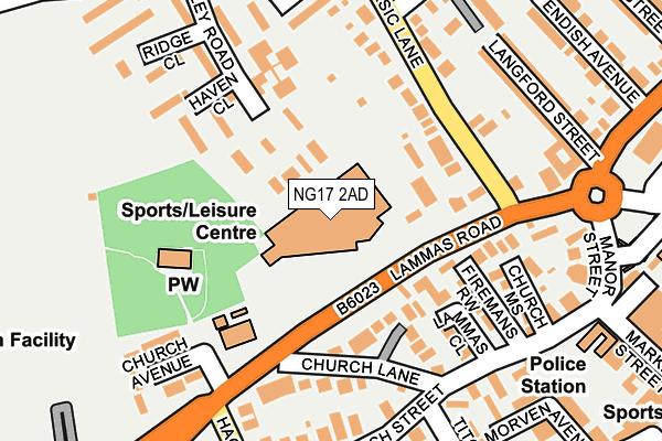 NG17 2AD map - OS OpenMap – Local (Ordnance Survey)