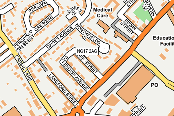 NG17 2AG map - OS OpenMap – Local (Ordnance Survey)