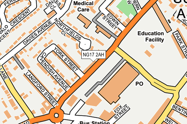 NG17 2AH map - OS OpenMap – Local (Ordnance Survey)