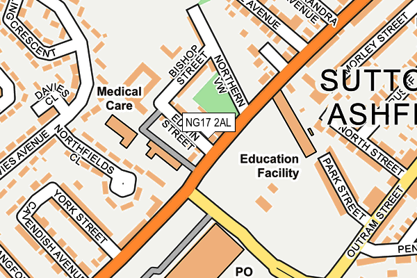 NG17 2AL map - OS OpenMap – Local (Ordnance Survey)