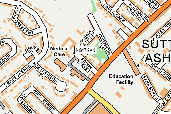 NG17 2AN map - OS OpenMap – Local (Ordnance Survey)