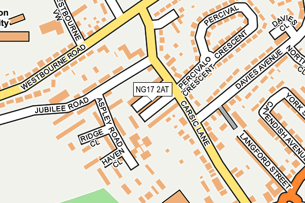 NG17 2AT map - OS OpenMap – Local (Ordnance Survey)
