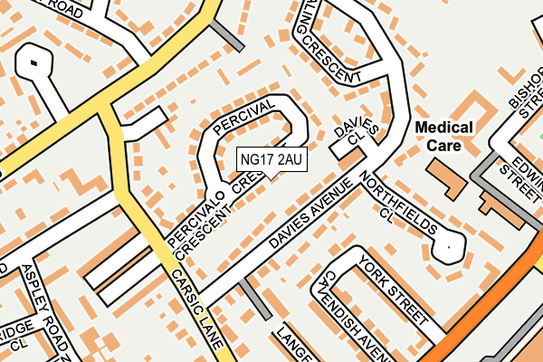 NG17 2AU map - OS OpenMap – Local (Ordnance Survey)