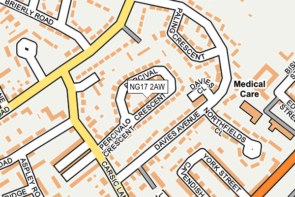 NG17 2AW map - OS OpenMap – Local (Ordnance Survey)