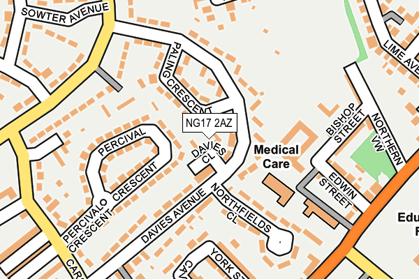 NG17 2AZ map - OS OpenMap – Local (Ordnance Survey)