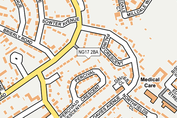 NG17 2BA map - OS OpenMap – Local (Ordnance Survey)