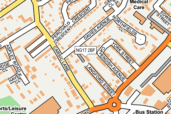NG17 2BF map - OS OpenMap – Local (Ordnance Survey)