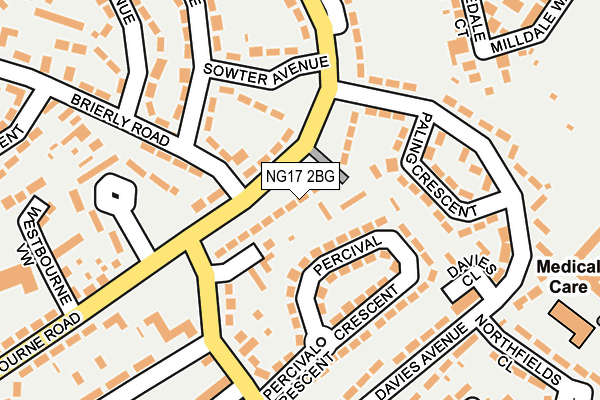 NG17 2BG map - OS OpenMap – Local (Ordnance Survey)