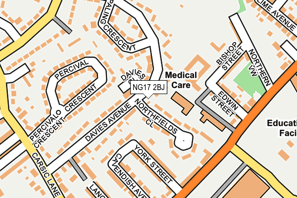 NG17 2BJ map - OS OpenMap – Local (Ordnance Survey)