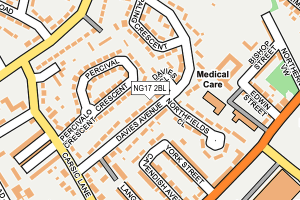 NG17 2BL map - OS OpenMap – Local (Ordnance Survey)