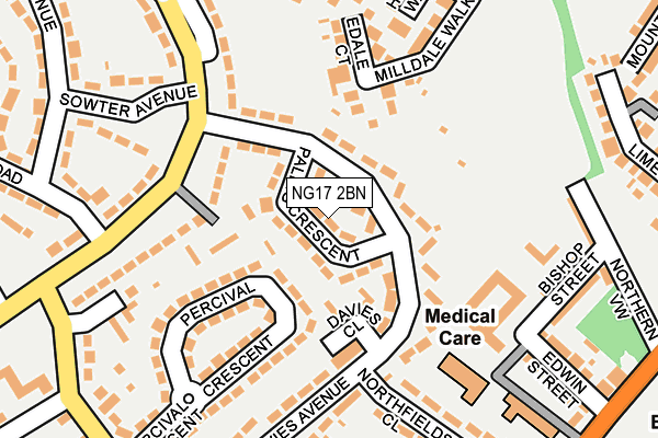 NG17 2BN map - OS OpenMap – Local (Ordnance Survey)
