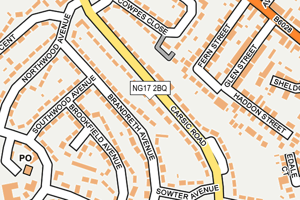 NG17 2BQ map - OS OpenMap – Local (Ordnance Survey)