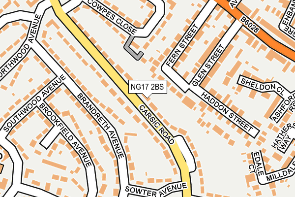 NG17 2BS map - OS OpenMap – Local (Ordnance Survey)