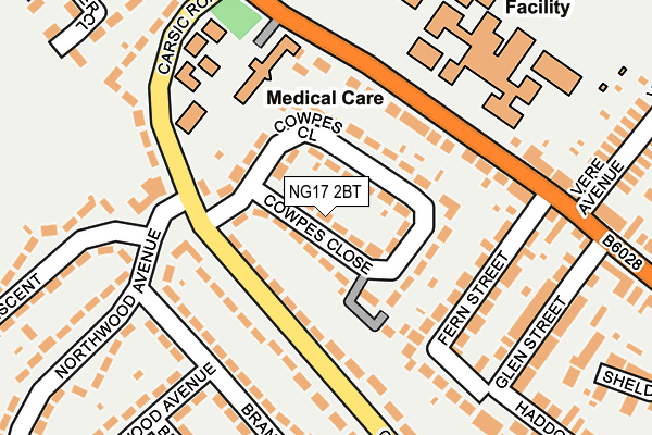 NG17 2BT map - OS OpenMap – Local (Ordnance Survey)