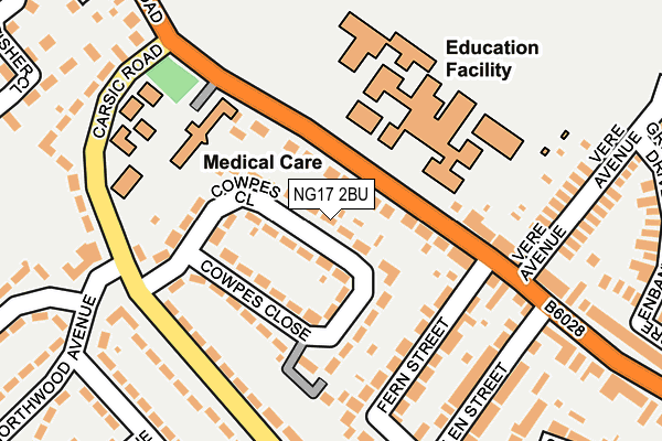 NG17 2BU map - OS OpenMap – Local (Ordnance Survey)