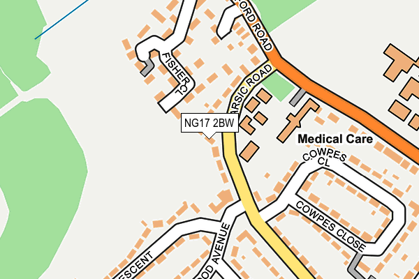 NG17 2BW map - OS OpenMap – Local (Ordnance Survey)