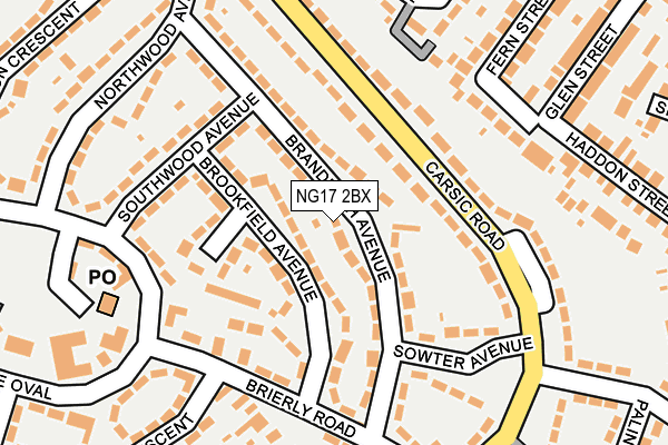 NG17 2BX map - OS OpenMap – Local (Ordnance Survey)