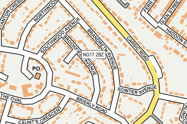 NG17 2BZ map - OS OpenMap – Local (Ordnance Survey)