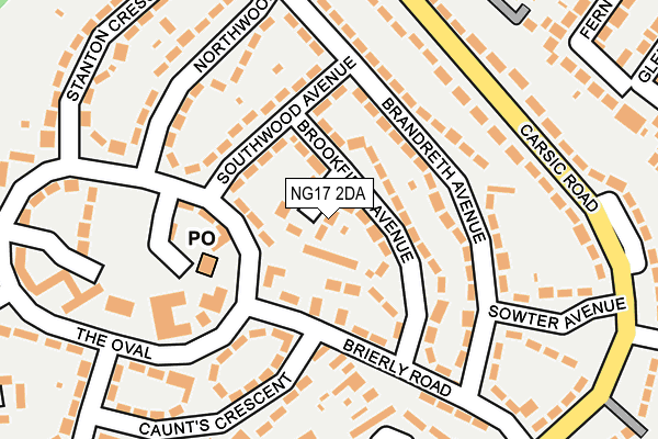 NG17 2DA map - OS OpenMap – Local (Ordnance Survey)