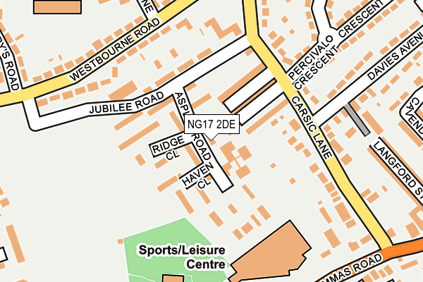 NG17 2DE map - OS OpenMap – Local (Ordnance Survey)