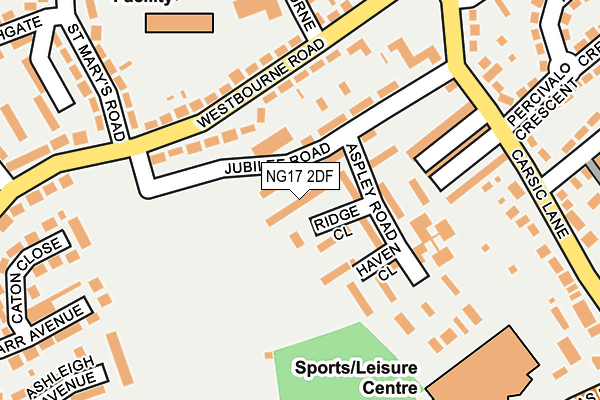 NG17 2DF map - OS OpenMap – Local (Ordnance Survey)