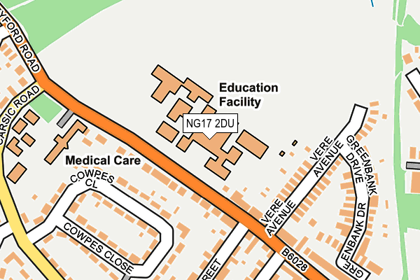 NG17 2DU map - OS OpenMap – Local (Ordnance Survey)