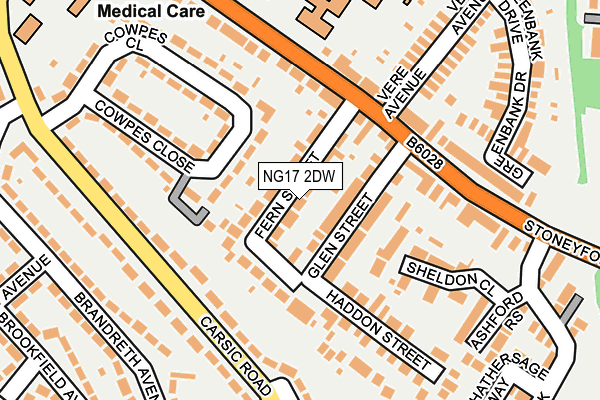 NG17 2DW map - OS OpenMap – Local (Ordnance Survey)