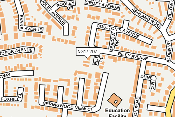 NG17 2DZ map - OS OpenMap – Local (Ordnance Survey)