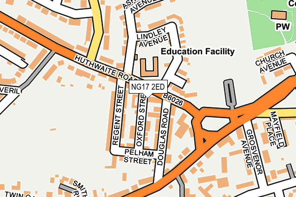 NG17 2ED map - OS OpenMap – Local (Ordnance Survey)