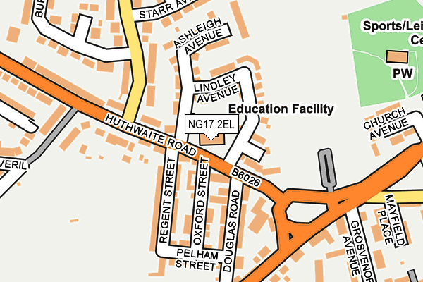 NG17 2EL map - OS OpenMap – Local (Ordnance Survey)
