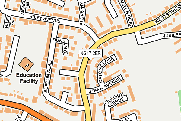 NG17 2ER map - OS OpenMap – Local (Ordnance Survey)