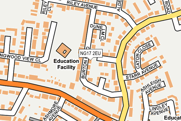 NG17 2EU map - OS OpenMap – Local (Ordnance Survey)