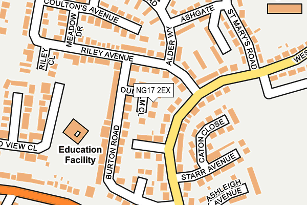 NG17 2EX map - OS OpenMap – Local (Ordnance Survey)