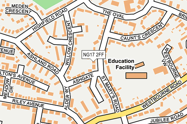 NG17 2FF map - OS OpenMap – Local (Ordnance Survey)
