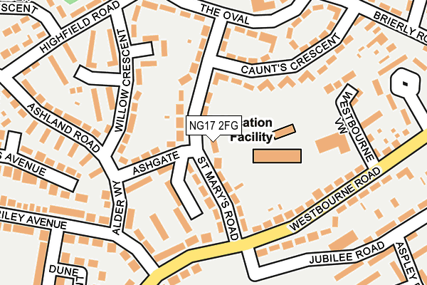 NG17 2FG map - OS OpenMap – Local (Ordnance Survey)