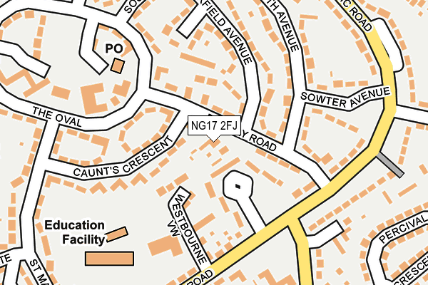 NG17 2FJ map - OS OpenMap – Local (Ordnance Survey)