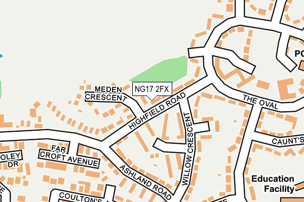 NG17 2FX map - OS OpenMap – Local (Ordnance Survey)