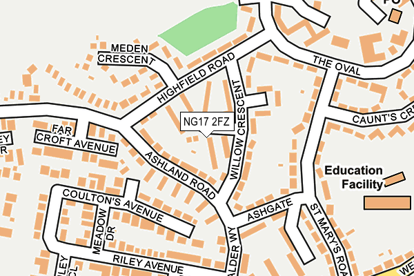 NG17 2FZ map - OS OpenMap – Local (Ordnance Survey)
