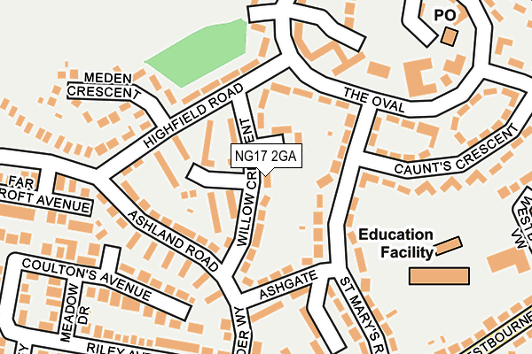 NG17 2GA map - OS OpenMap – Local (Ordnance Survey)
