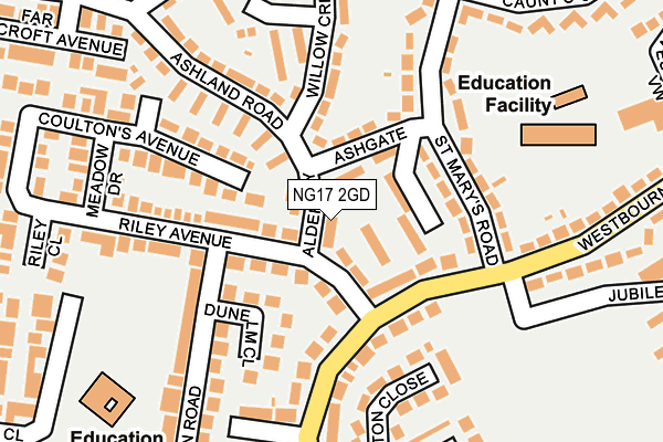 NG17 2GD map - OS OpenMap – Local (Ordnance Survey)