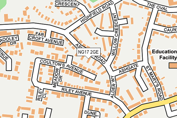 NG17 2GE map - OS OpenMap – Local (Ordnance Survey)