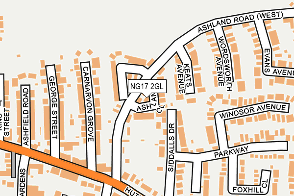 NG17 2GL map - OS OpenMap – Local (Ordnance Survey)